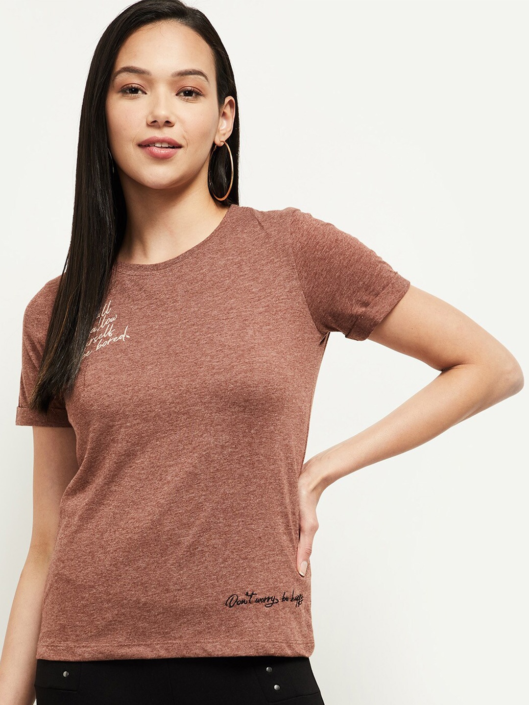 

max Women Brown T-shirt