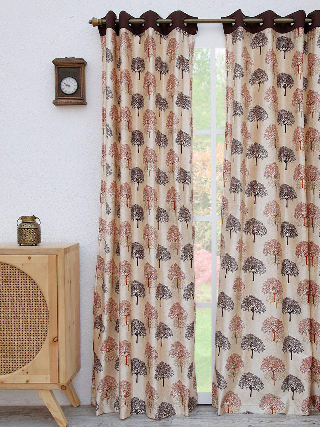 

Ariana Brown & White Floral Long Door Curtain