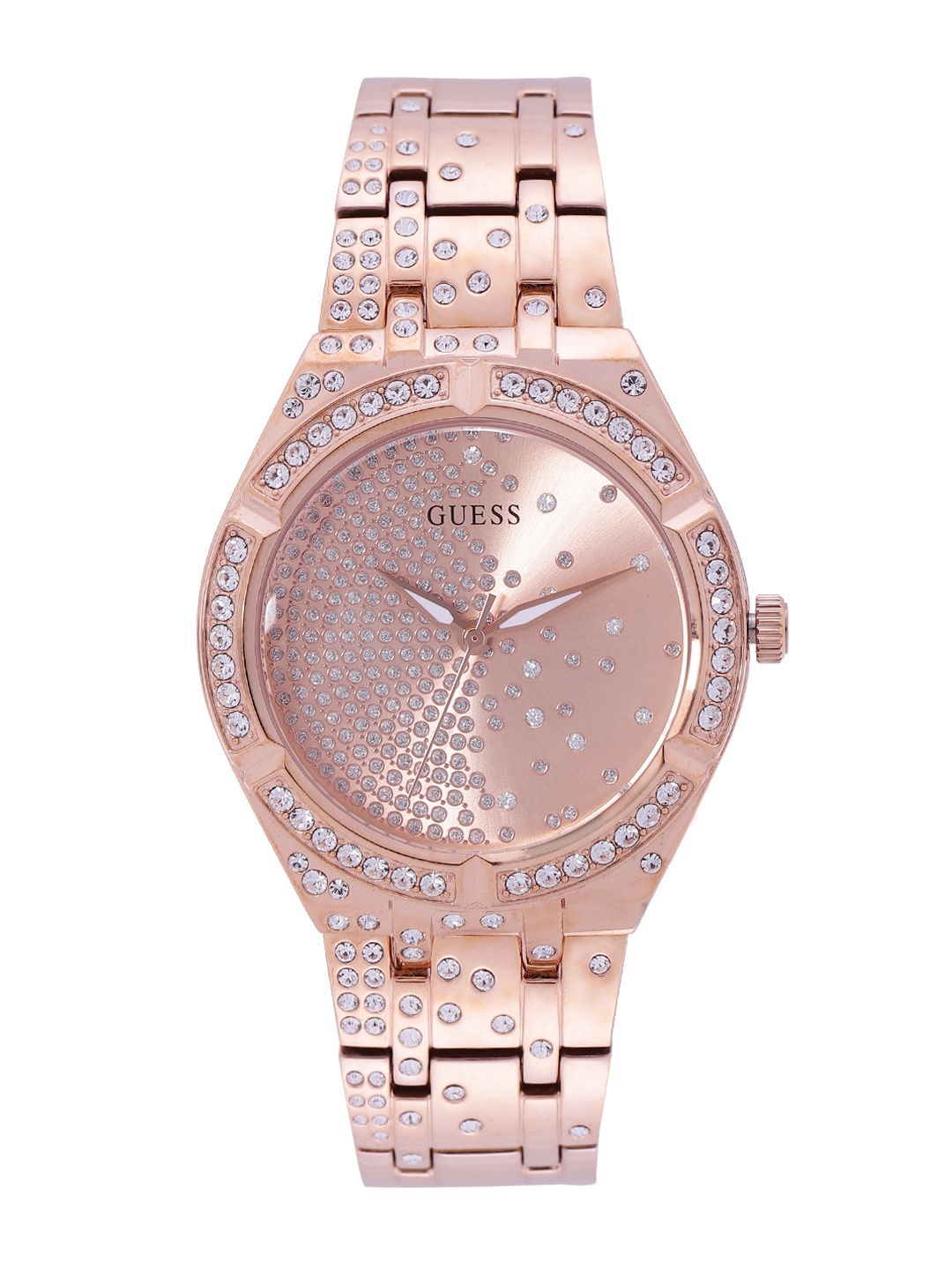

GUESS Women Rose Gold-Toned Embellished Analogue Watch GW0312L3