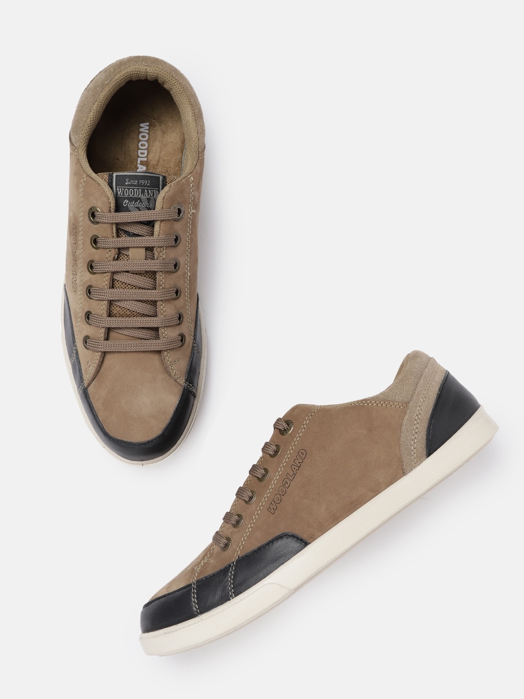 

Woodland Men Khaki Leather Sneakers
