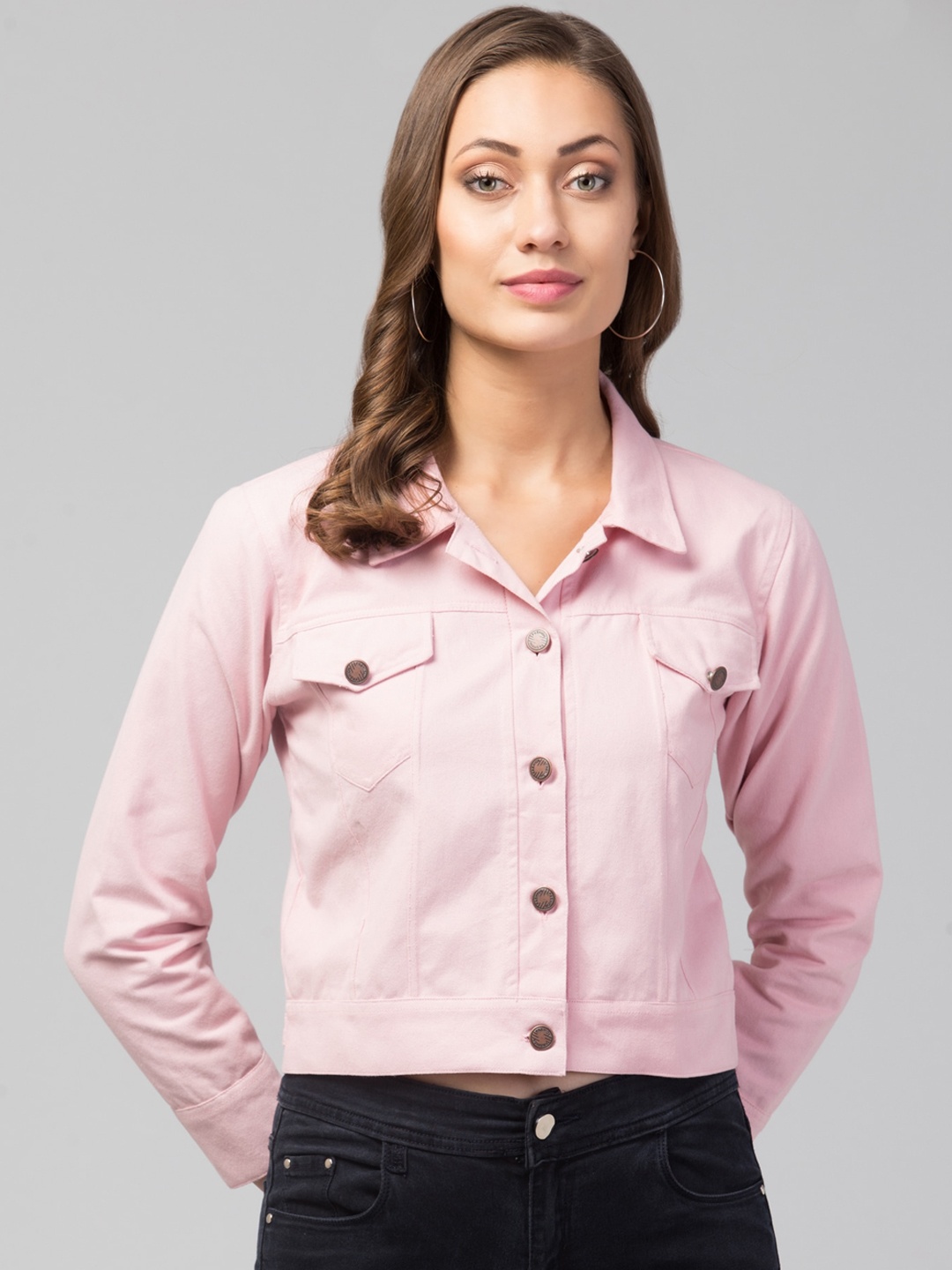 

FurryFlair Women Pink Crop Outdoor Cotton Tailored Jacket