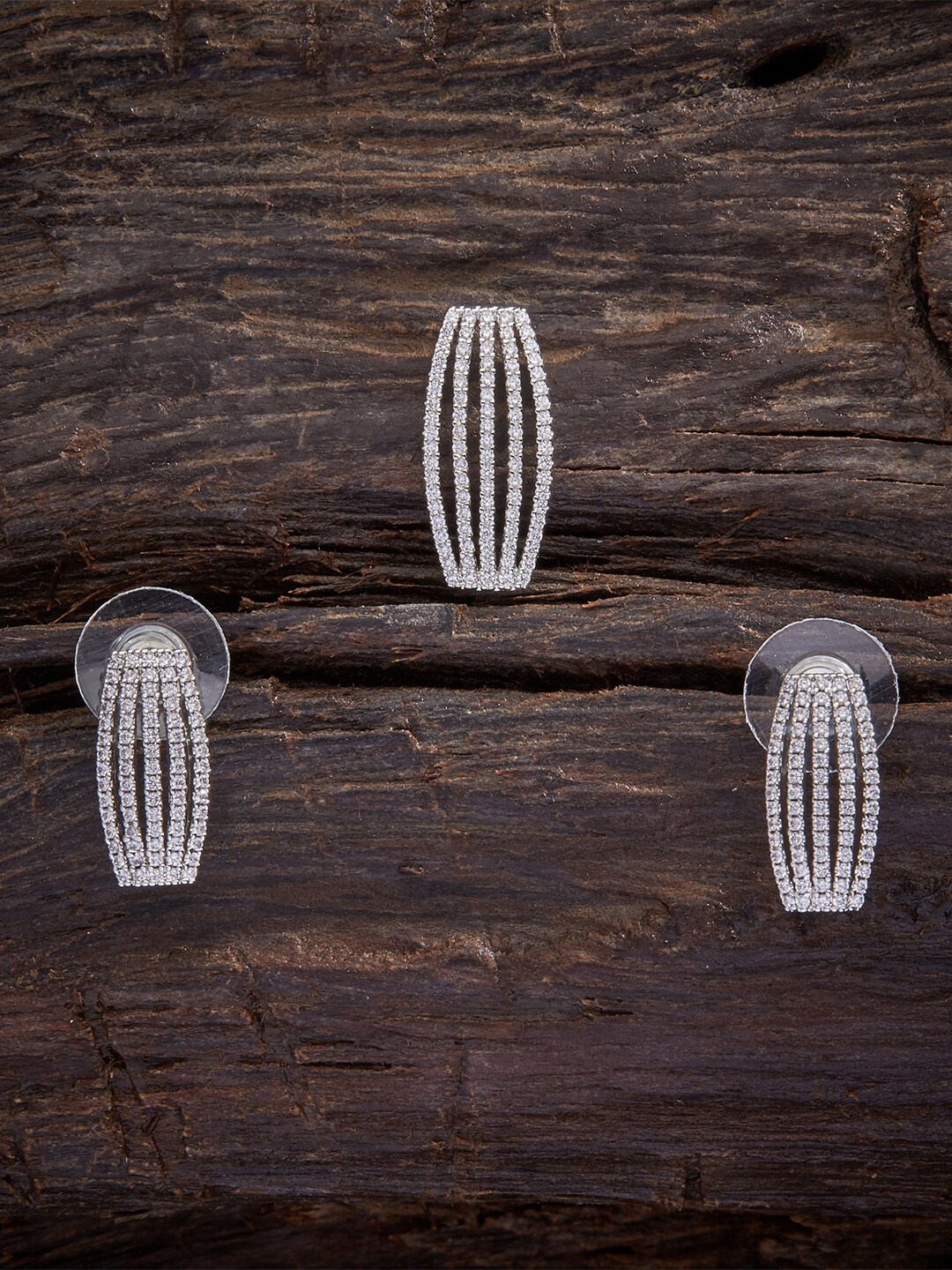 

Kushal's Fashion Jewellery White & Silver Toned Zircon Studded Pendant Set