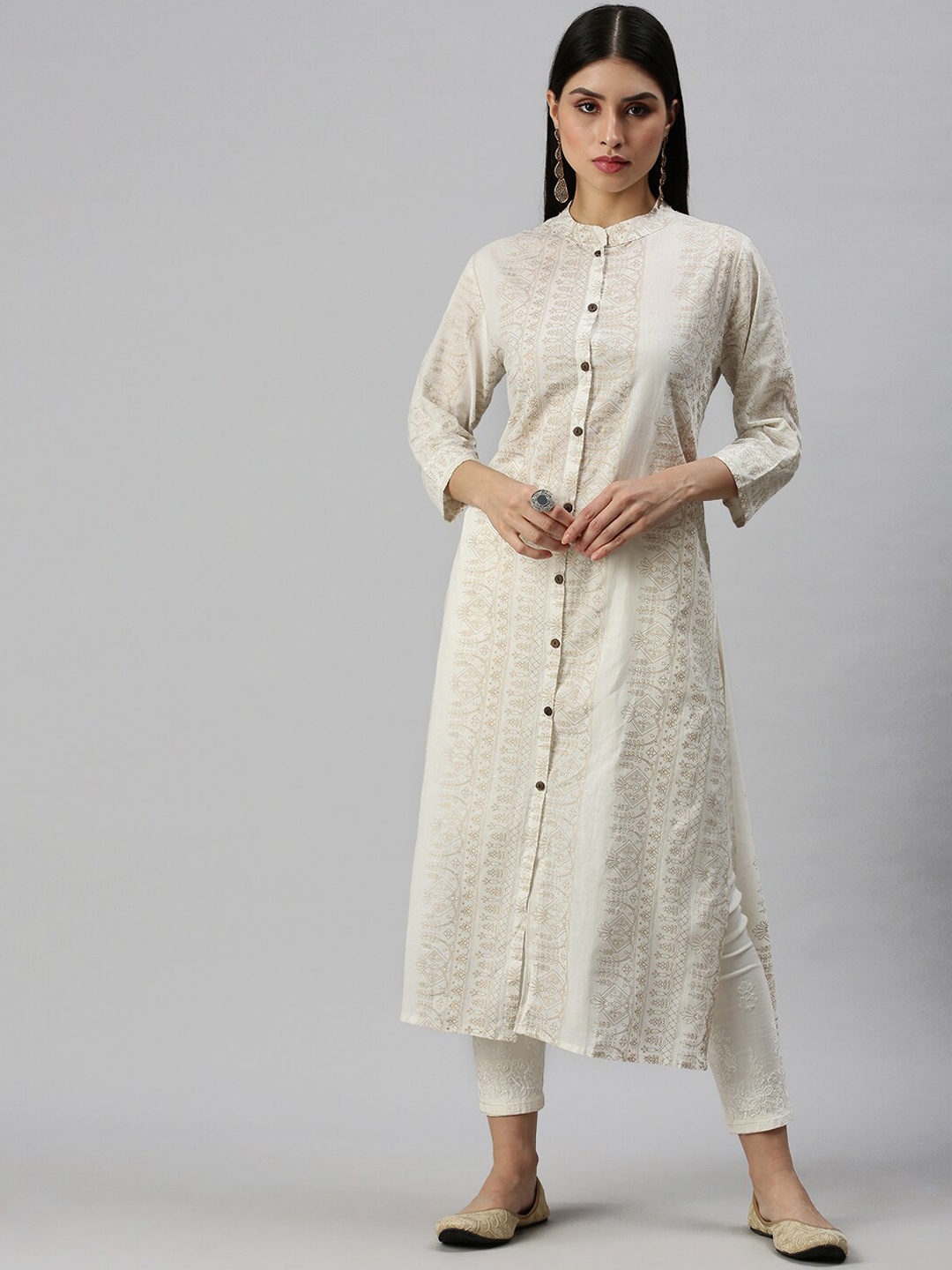 

SHOWOFF Women Cream-Coloured Ethnic Motifs Printed Kurta