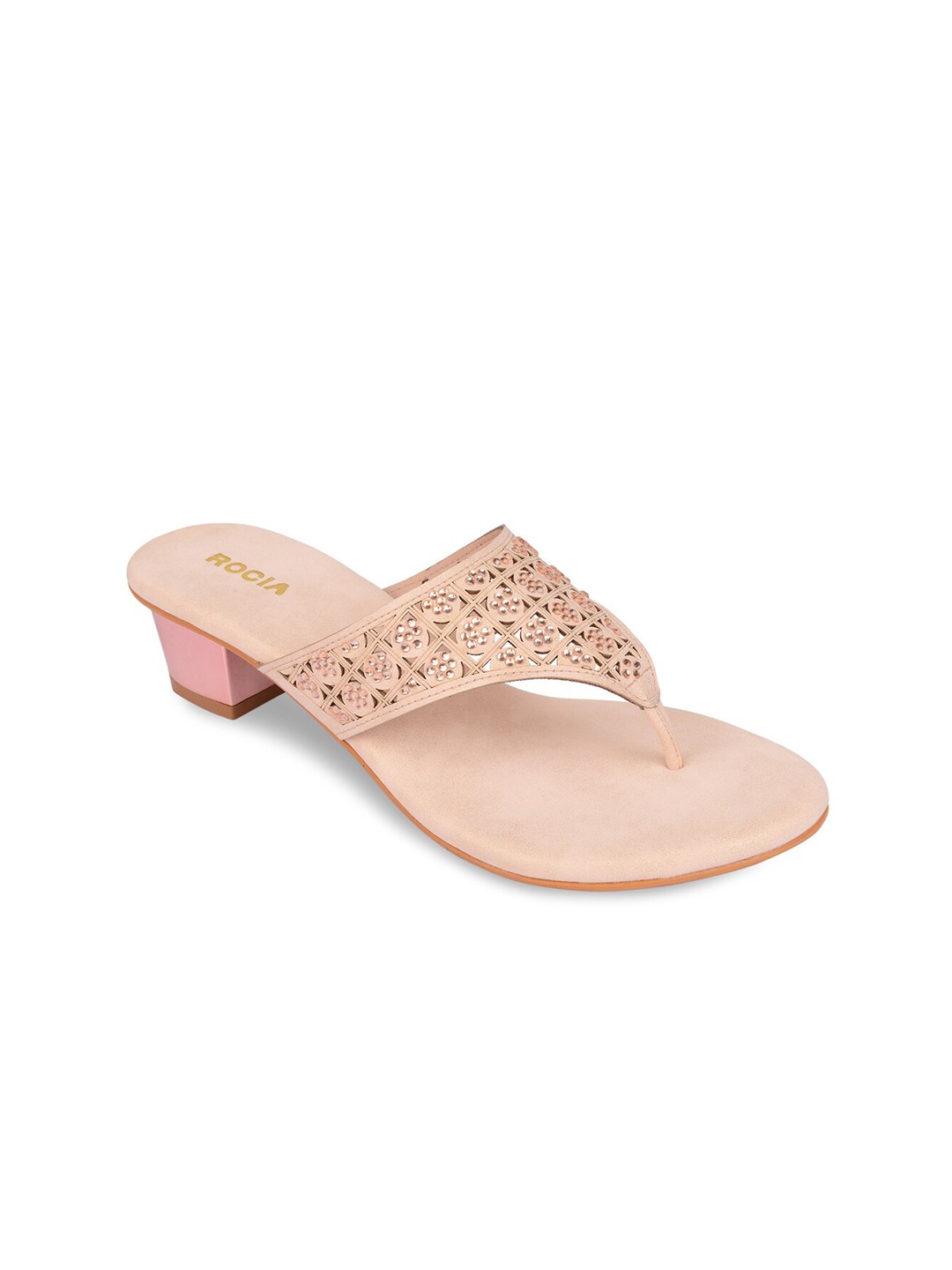 

Rocia Women Rose Gold Embellished Ethnic Block Heels
