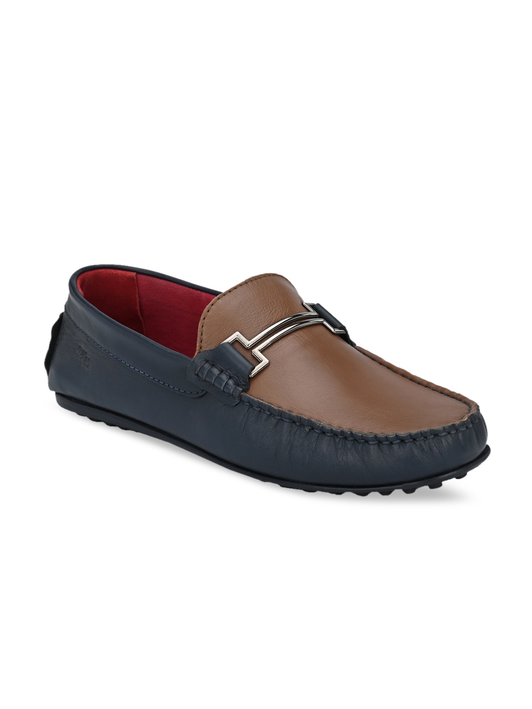 

Hitz Men Blue Colourblocked Leather Loafers
