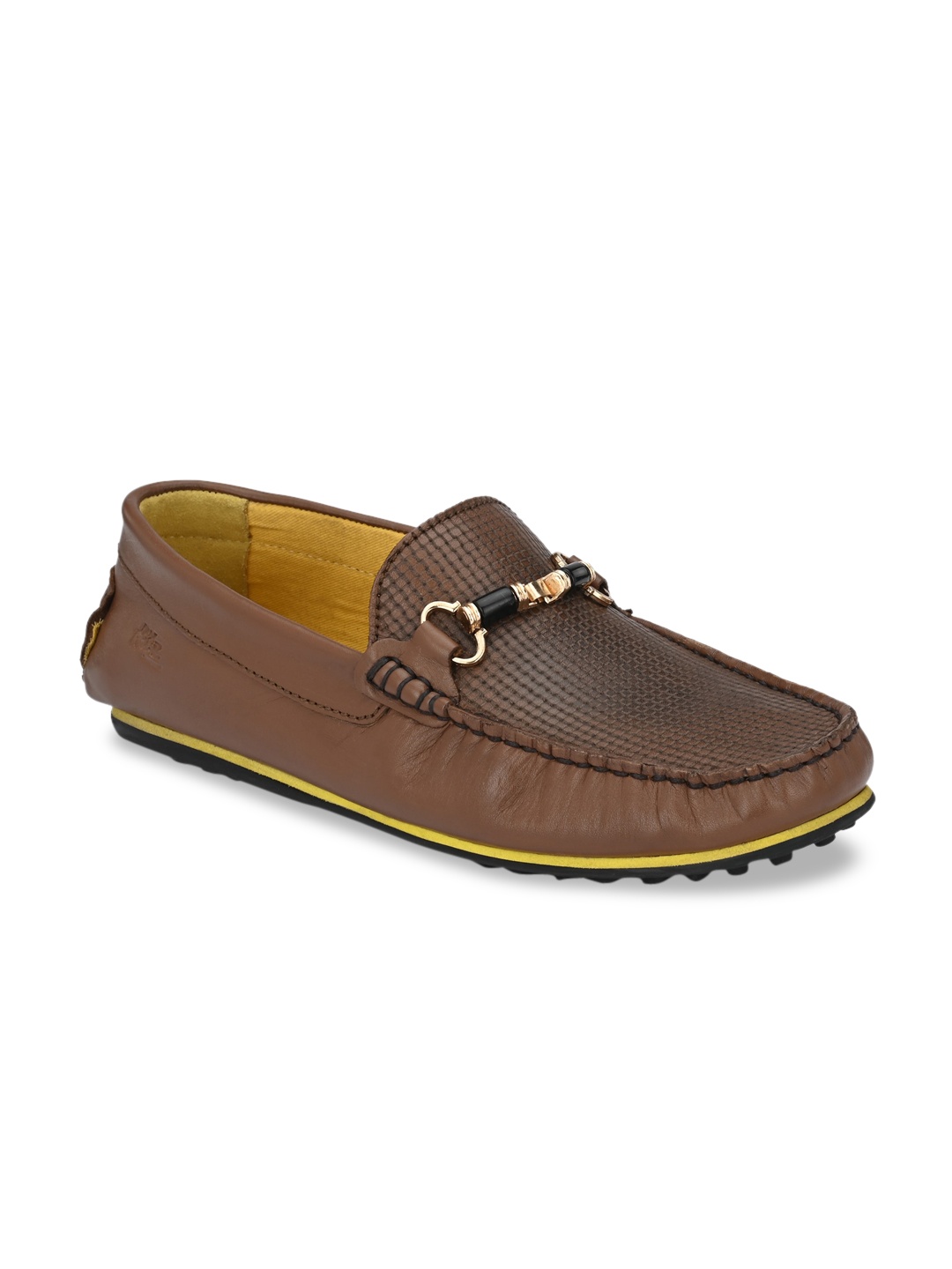 

Hitz Men Brown Textured Leather Loafers