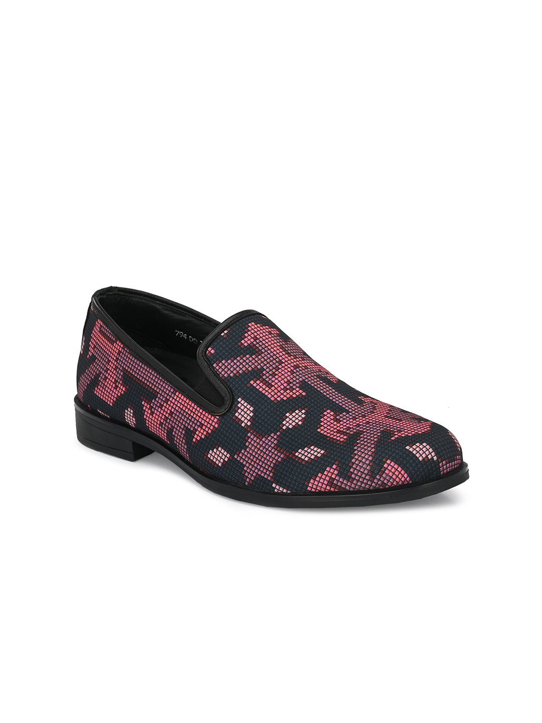 

Hitz Men Red & Black Printed Leather Slip-On Sneakers