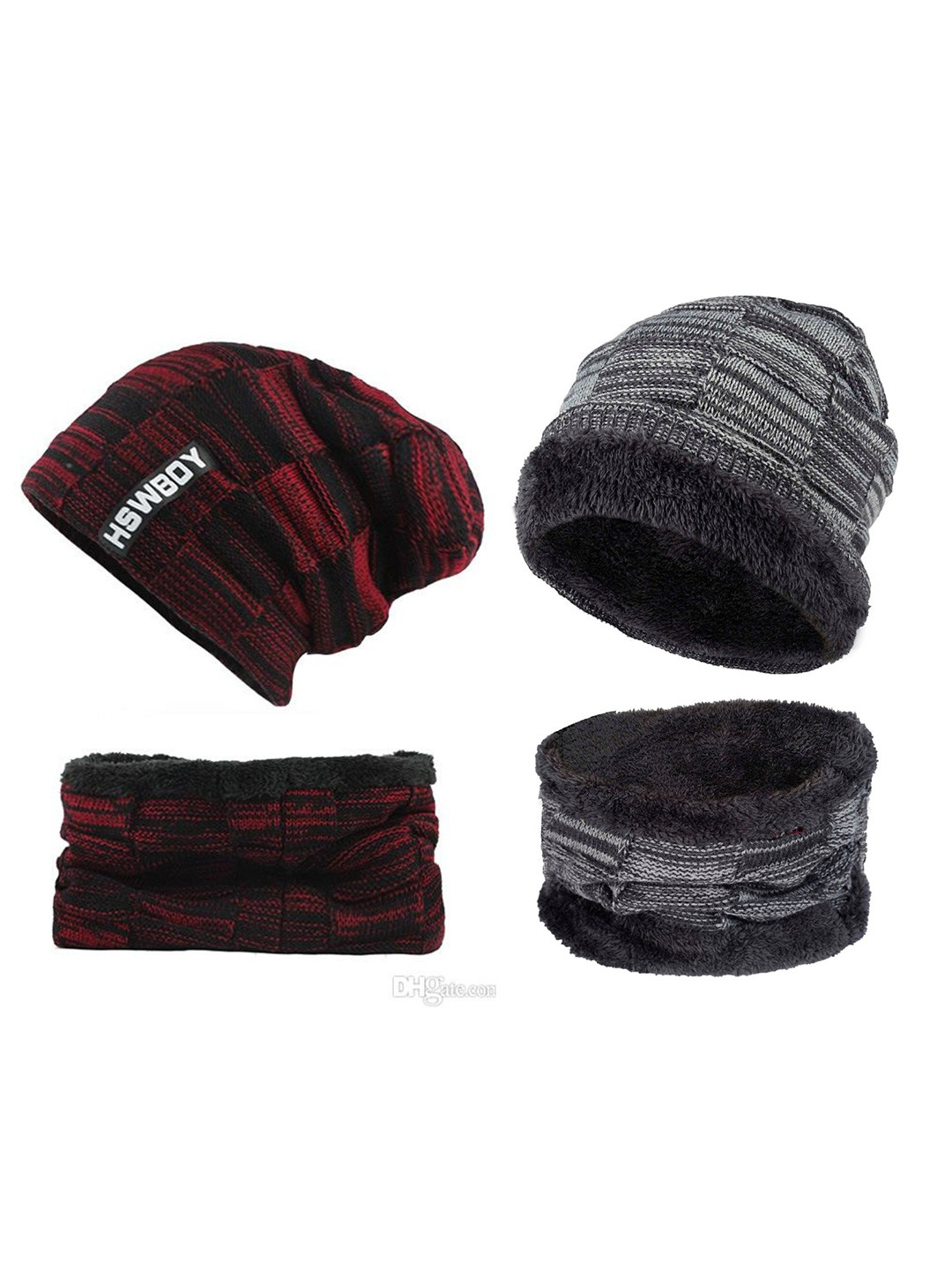 

FabSeasons Set of 2 Unisex Maroon & Grey Acrylic Beanies