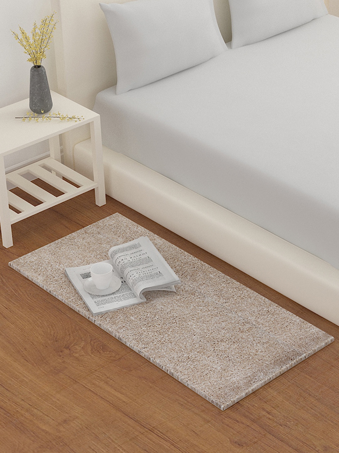 

Athome by Nilkamal Beige Microfibre Shaggy Bath Rugs
