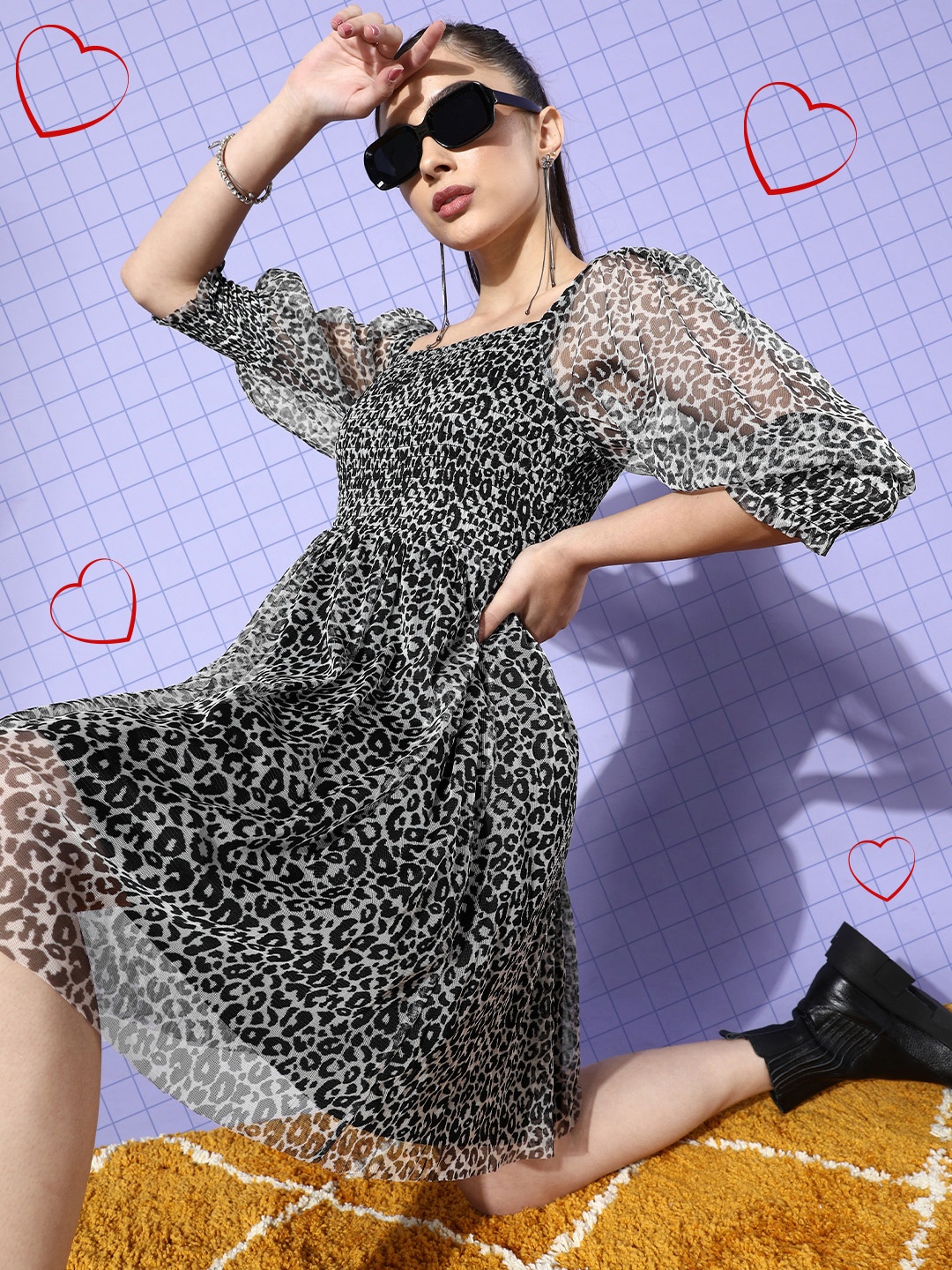

COVER STORY Women Stylish Black Animal Printed Dress