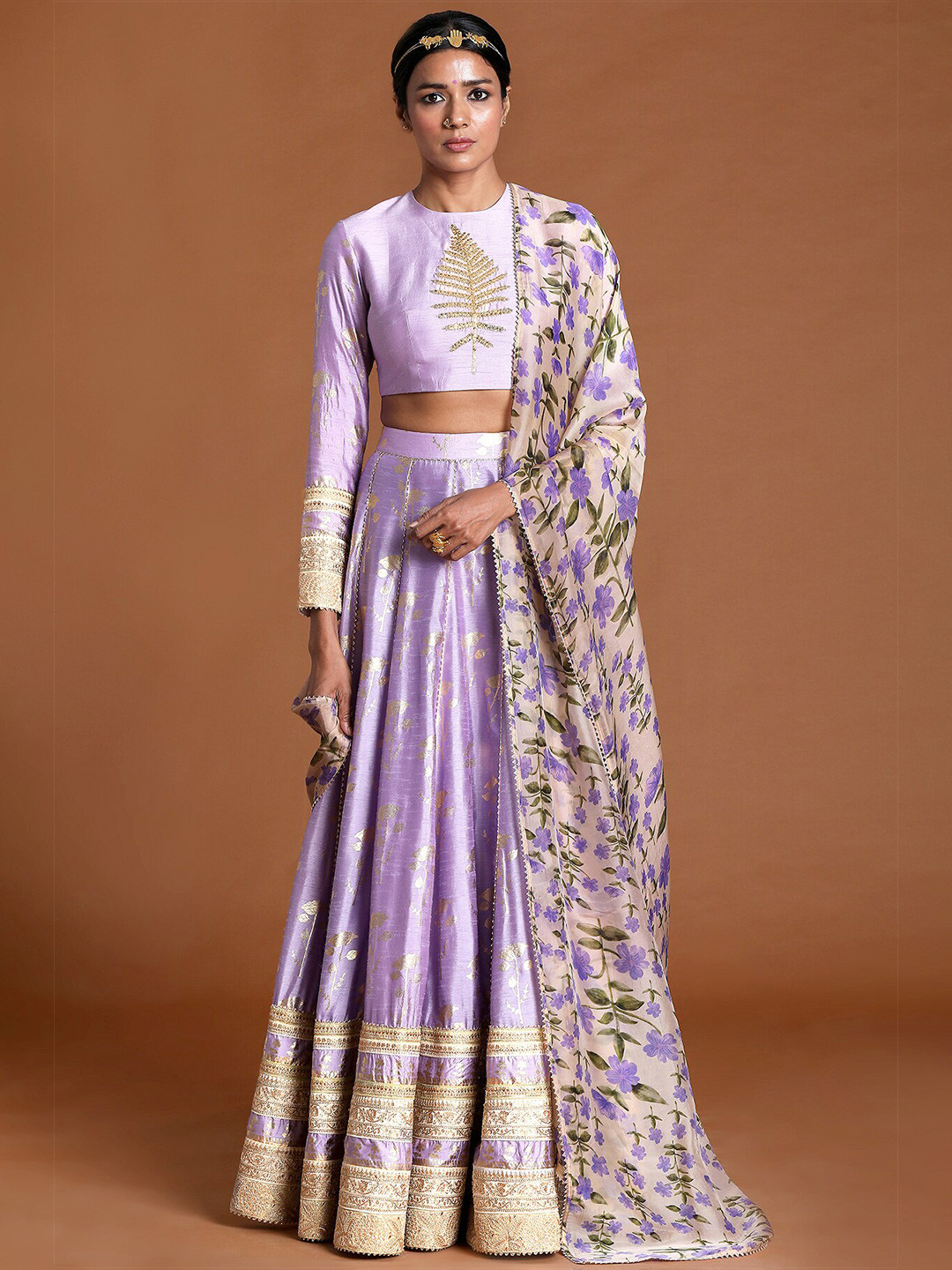 

Masaba Lavender & Green Printed Ready to Wear Lehenga & Blouse With Dupatta