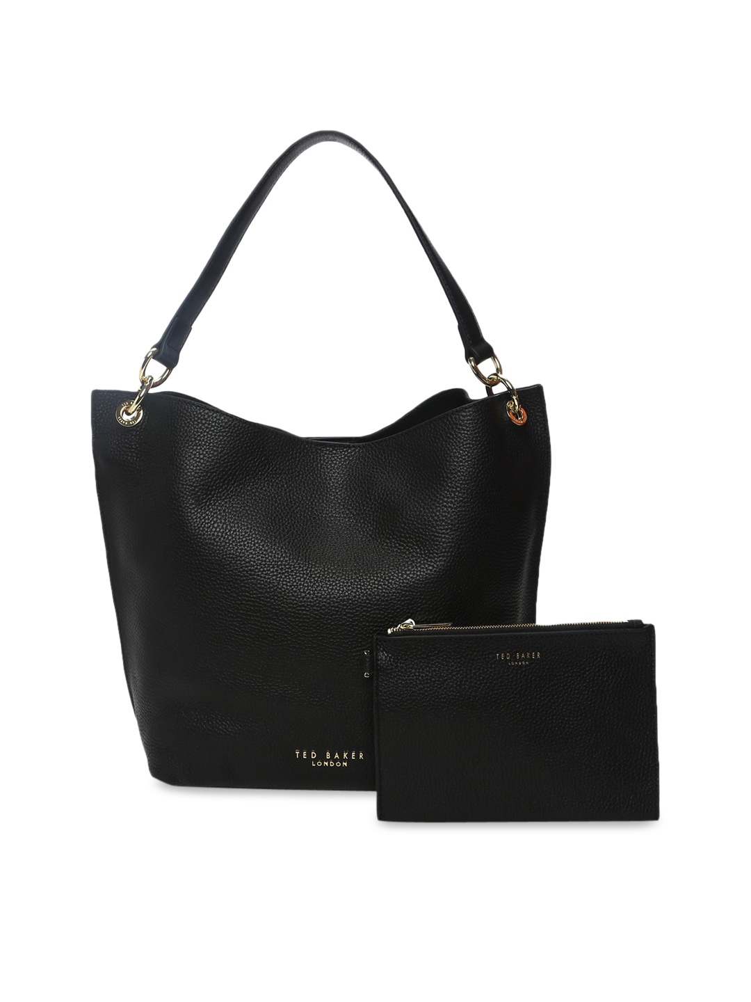 

Ted Baker Women Black Leather Oversized Structured Hobo Bag & Pouch