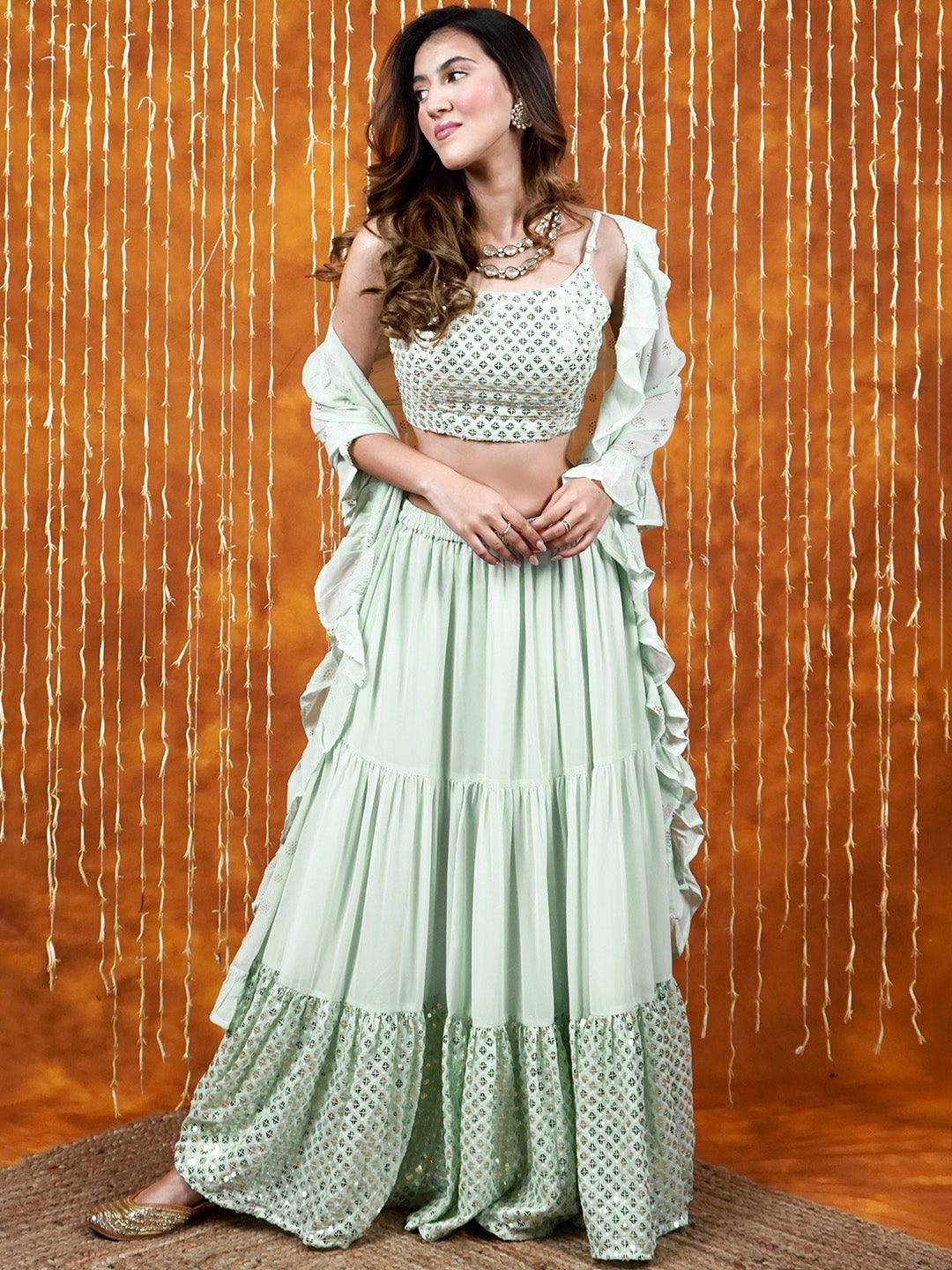 

Libas Stunning Blue Embellished Ready to Wear Lehenga Choli with Dupatta