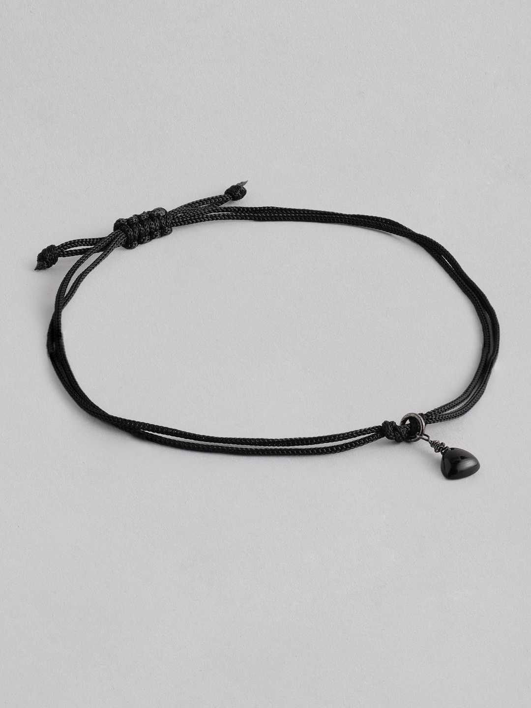 

TRISHONA Women Black Thread Tribal Inspired Anklet With Onyx Gemstone Charm