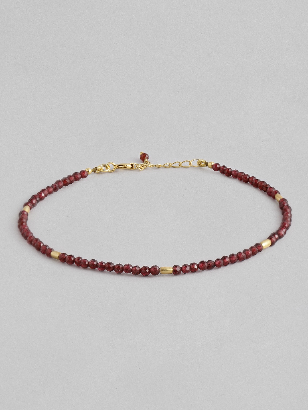 

TRISHONA Women Red 22K Gold-Plated Garnet Gemstone Anklet