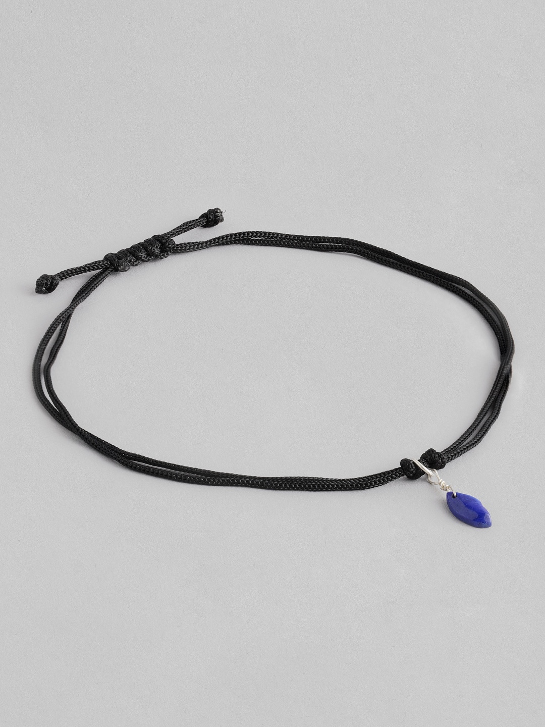 

TRISHONA Women Black Thread Tribal Inspired Anklet With Lapis Lazuli Gemstone Charm