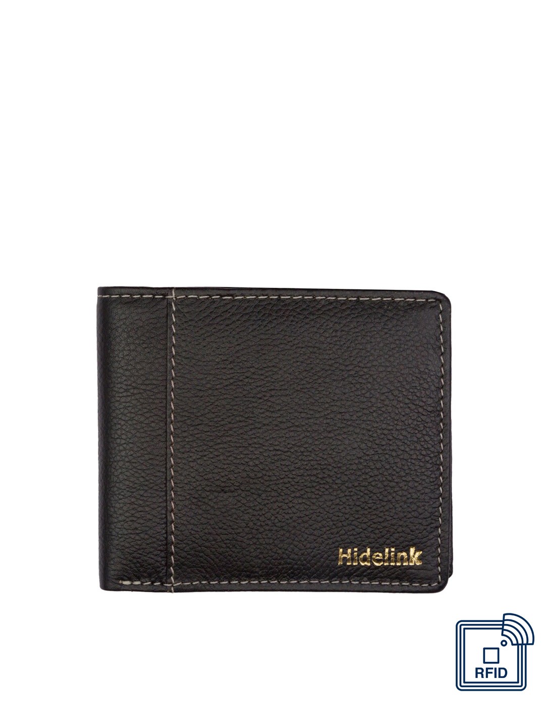 

Hidelink Men Black Leather Two Fold Wallet