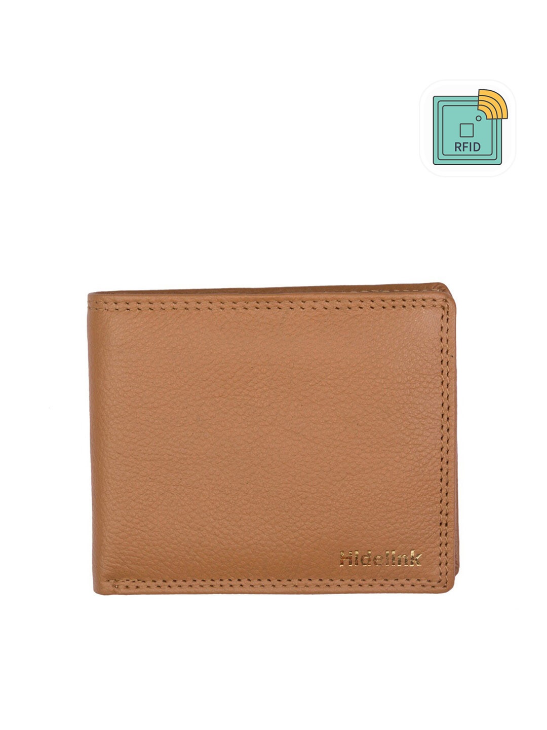 

Hidelink Men Tan Leather Two Fold Wallet