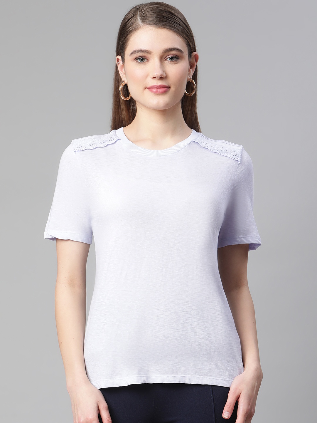 

Marks & Spencer Women Blue Pure Cotton T-shirt