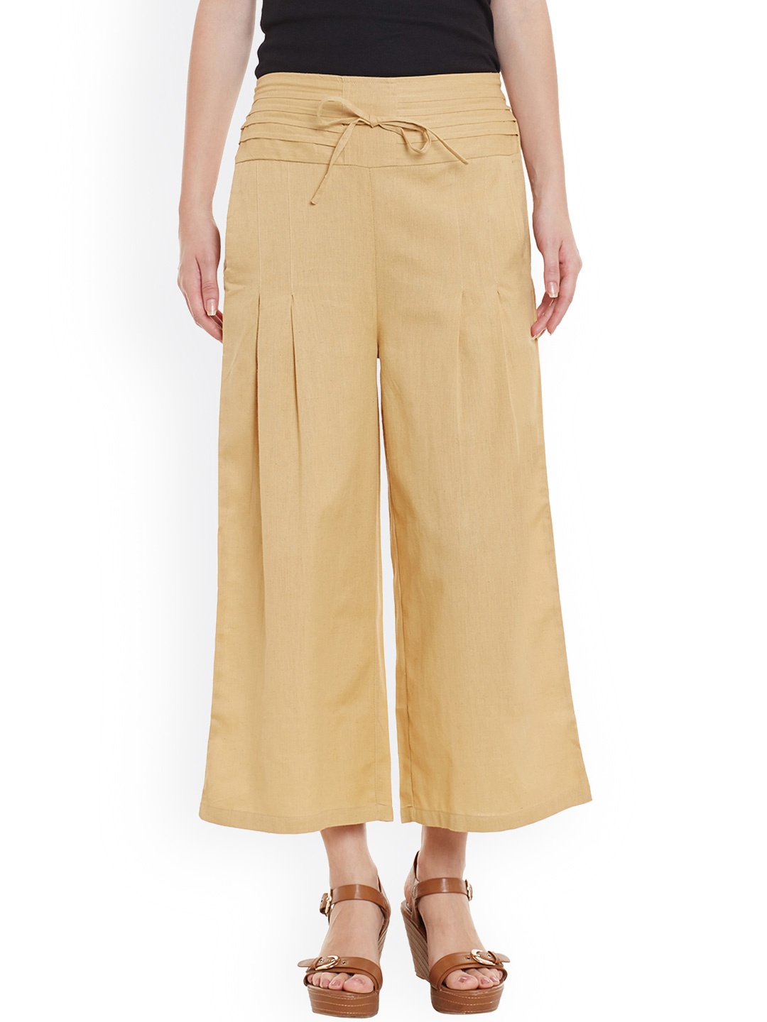 

Bitterlime Women Beige Solid Relaxed Fit Palazzo Trousers