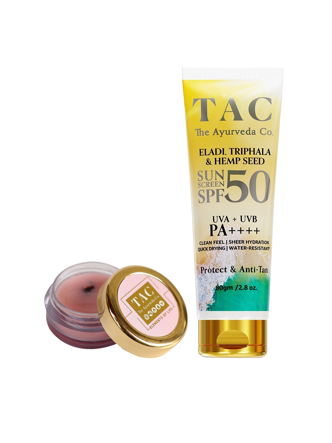 

TAC - The Ayurveda Co. Set of Rose Petal Lip Balm & Sunscreen, Yellow