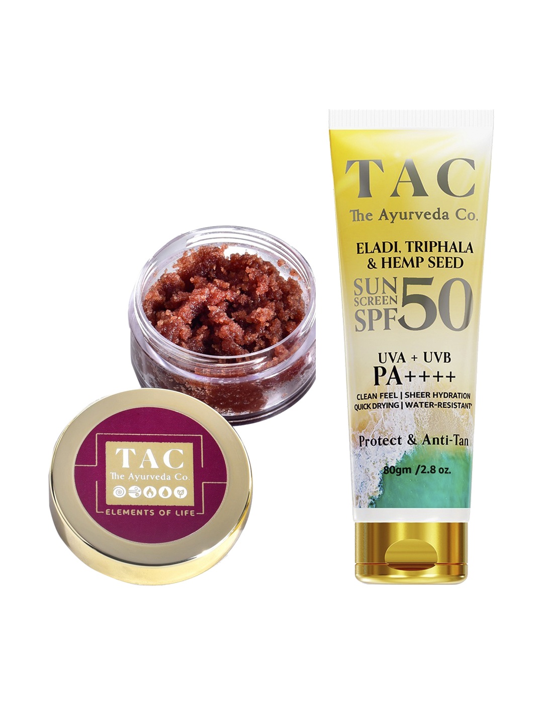 

TAC - The Ayurveda Co. Set of Beetroot Lip Scrub & Sunscreen, White