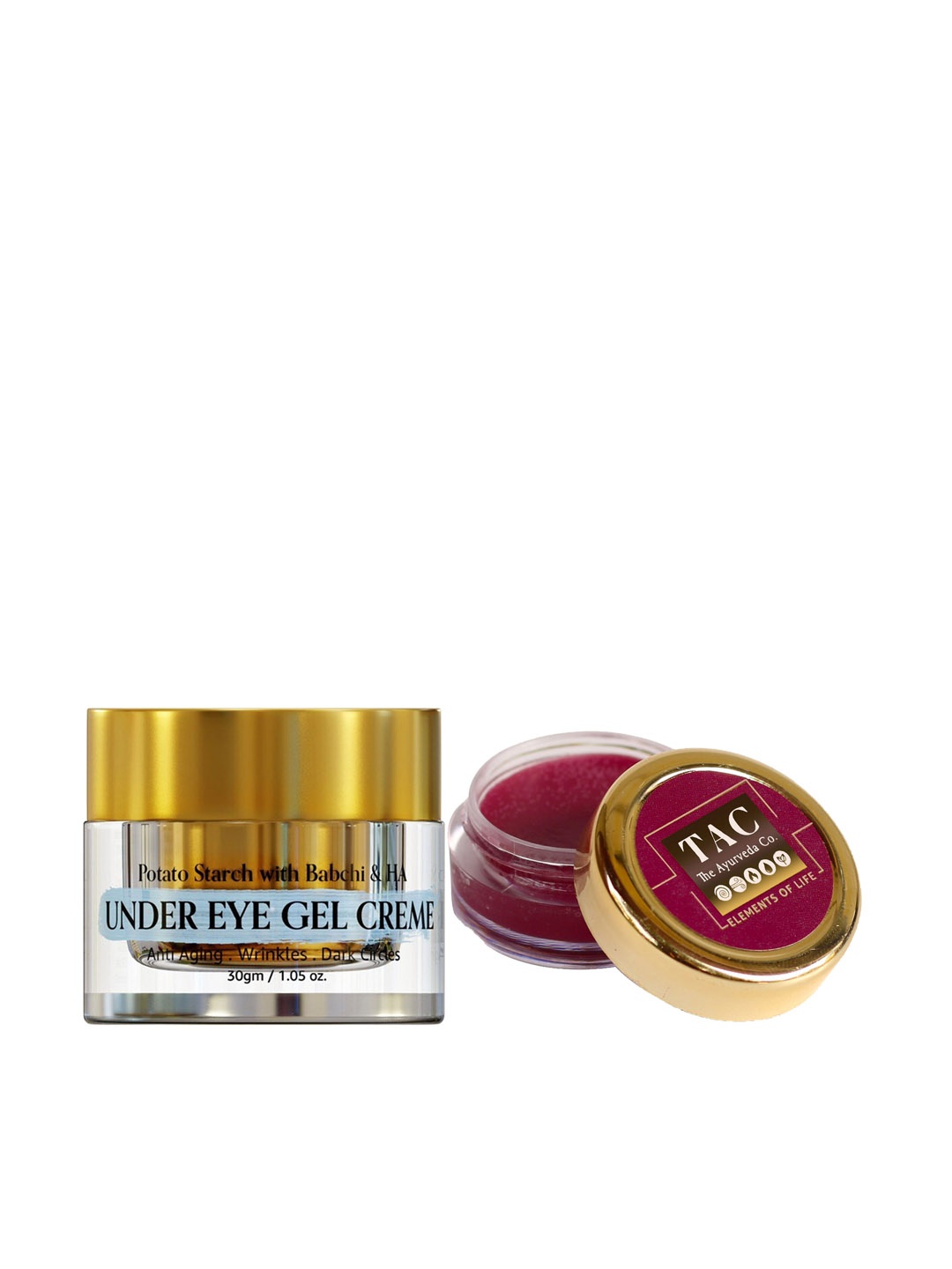 

TAC - The Ayurveda Co. Set of Under Eye Gel & Beetroot Lip Balm, White