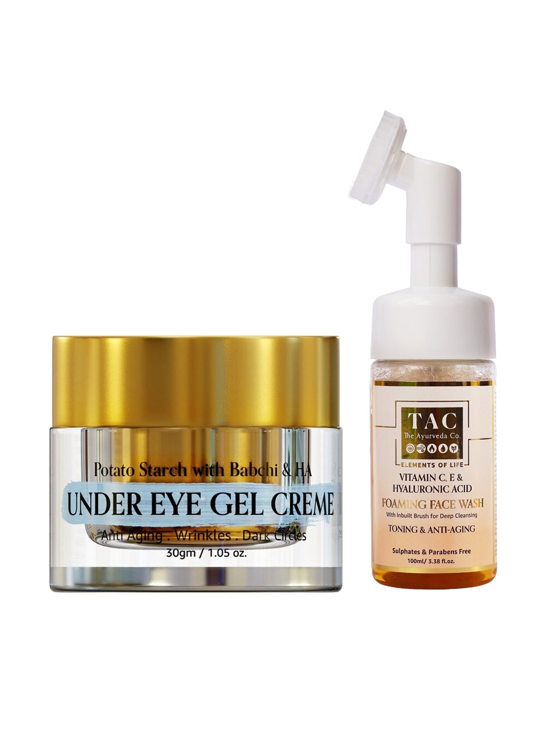 

TAC - The Ayurveda Co. Set of Under Eye Gel & Vitamin C Foaming Face Wash, White