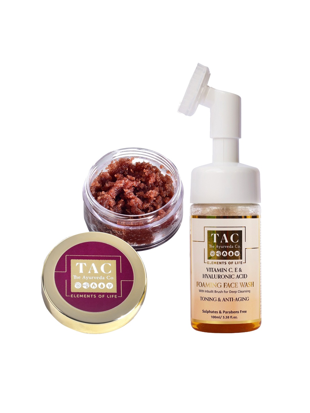

TAC - The Ayurveda Co. Set of Beetroot Lip Scrub & Vitamin C Foaming Face Wash, Mauve