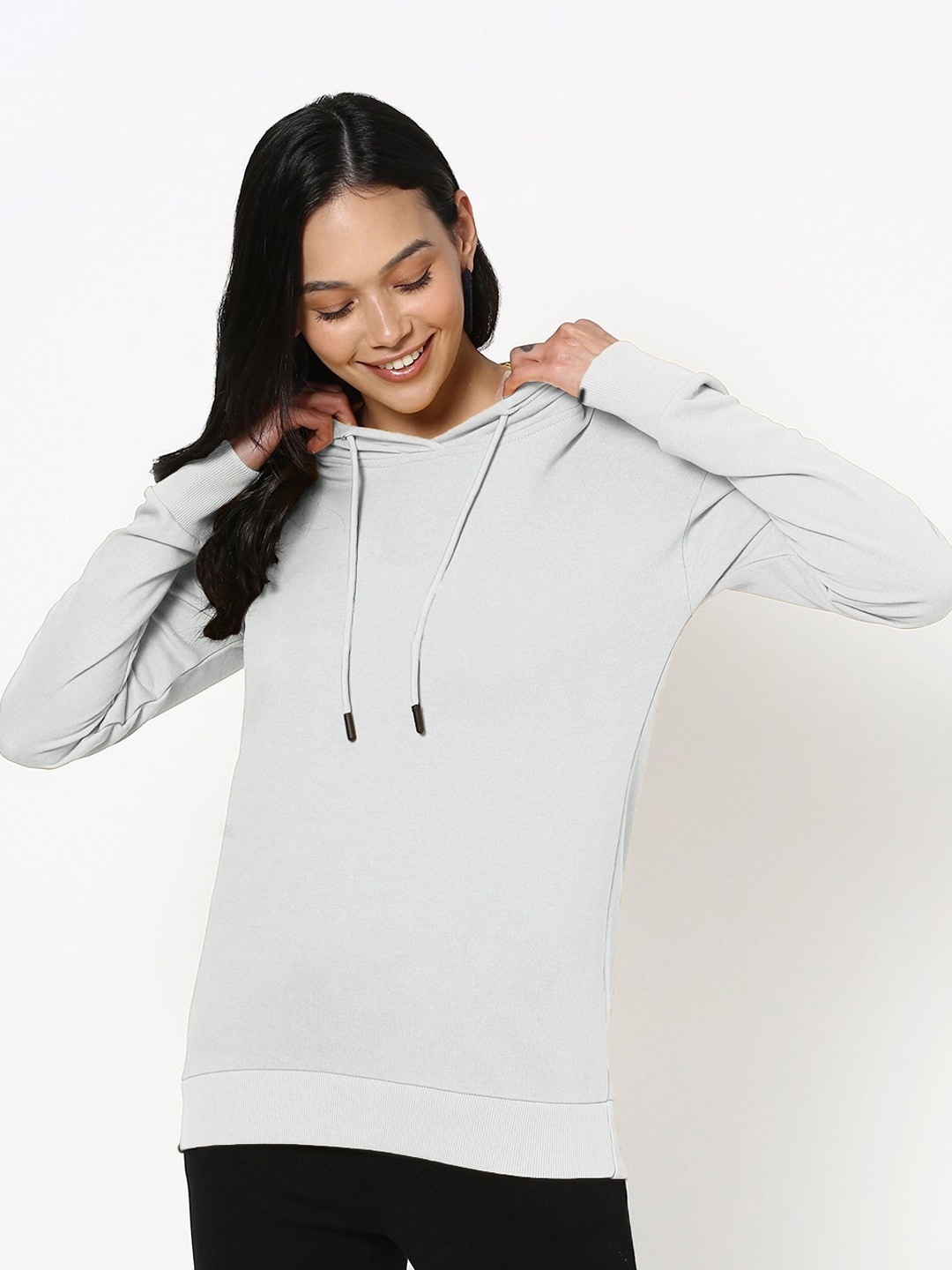 

Bewakoof Women Drop Shoulder Hoodie, Grey