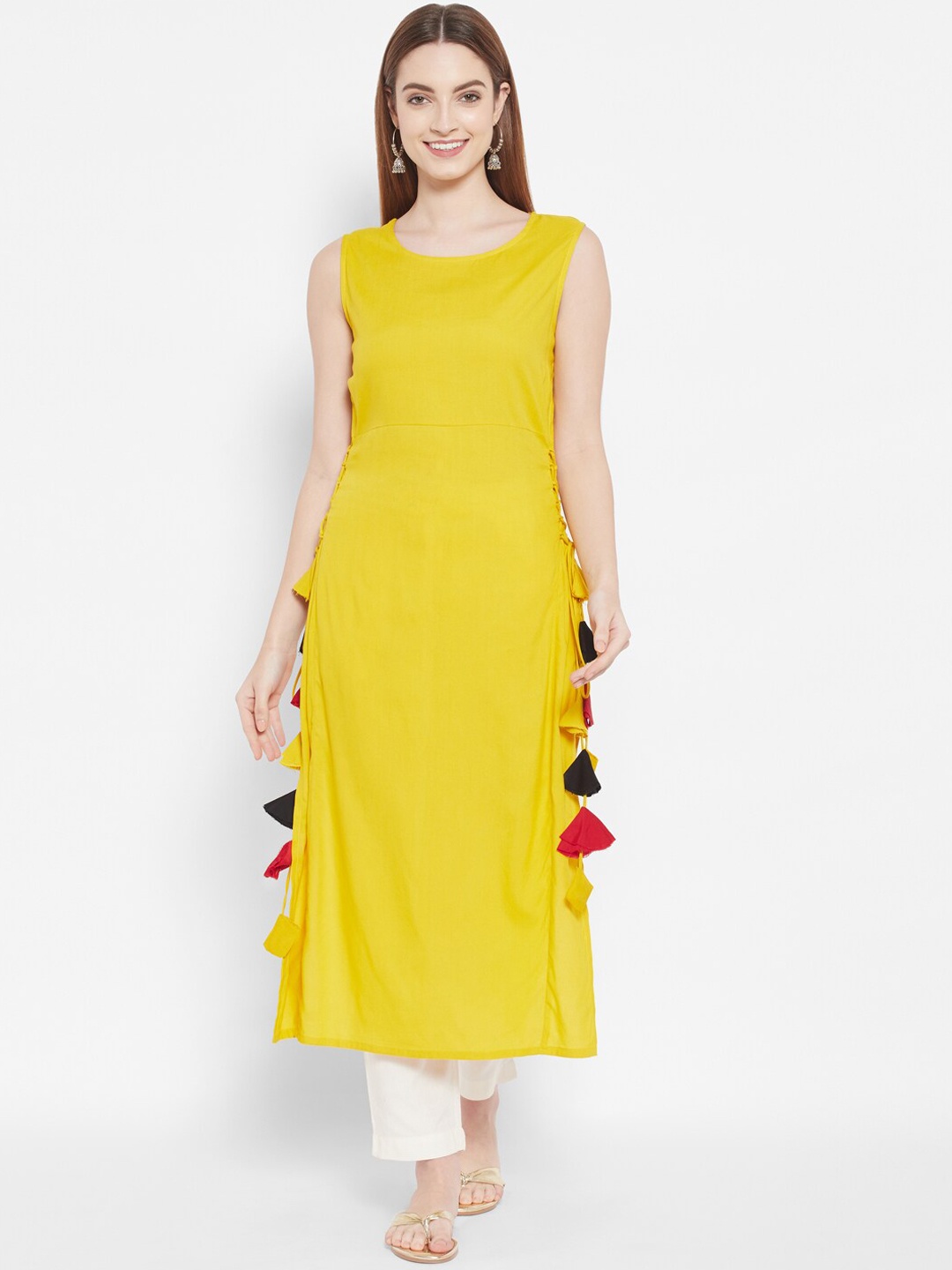 

DESI BEATS Women Yellow Tasselled Kurta