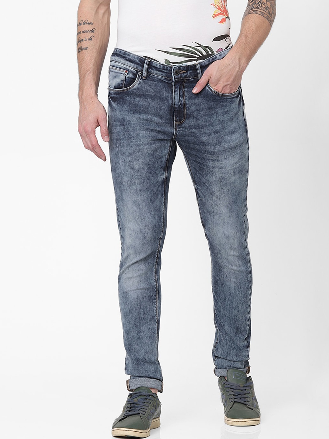 

Celio Men Blue Skinny Fit Heavy Fade Stretchable Jeans