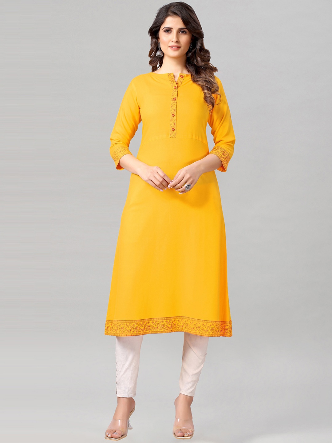 

KALINI Women Yellow Solid Kurta
