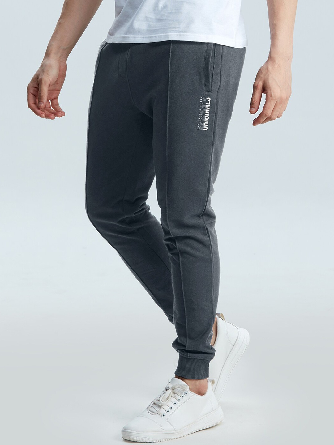 

The Souled Store Men Grey Solid Track Pants