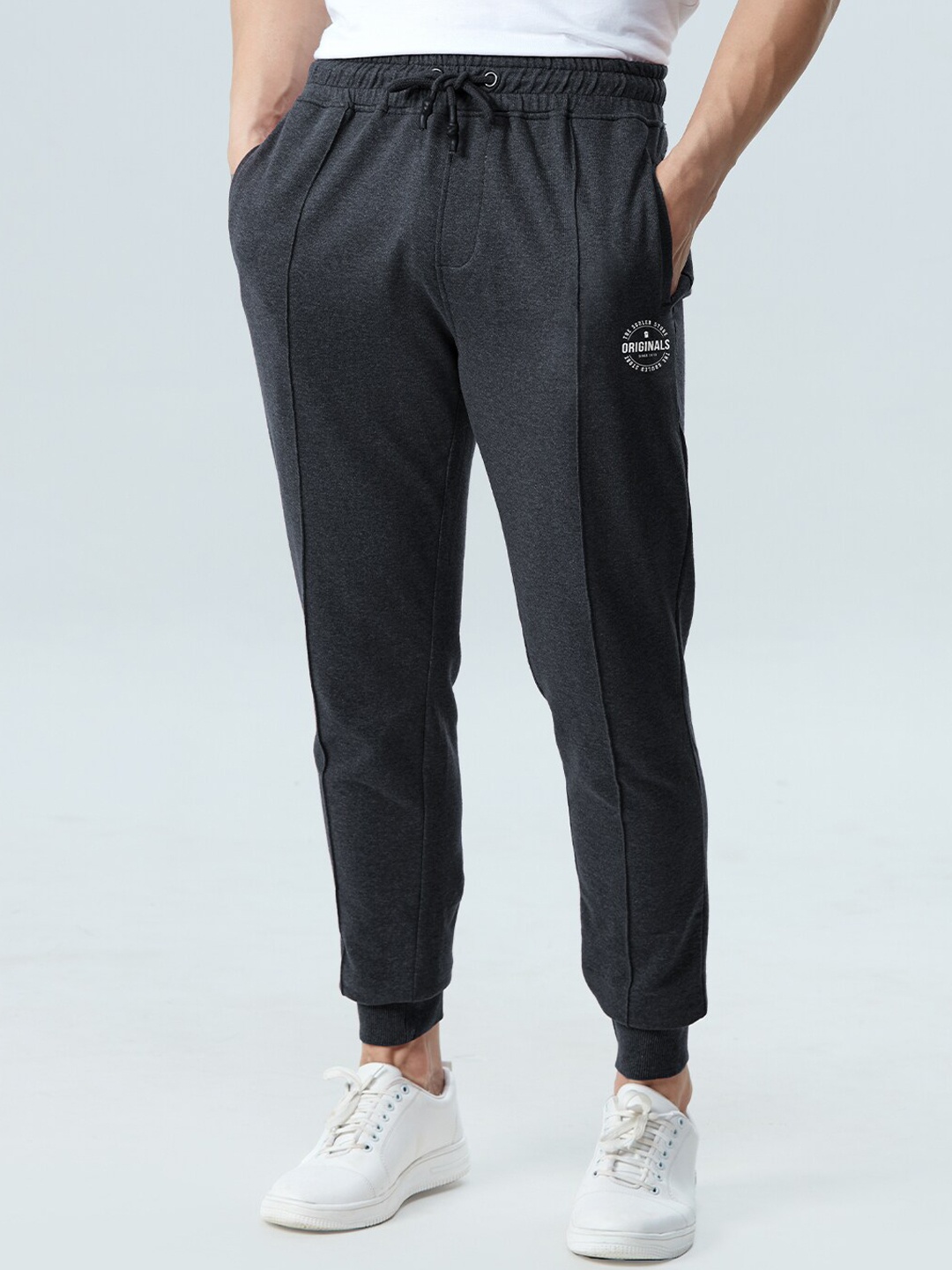 

The Souled Store Men Black TSS Originals Brand Logo Printed Cotton Joggers