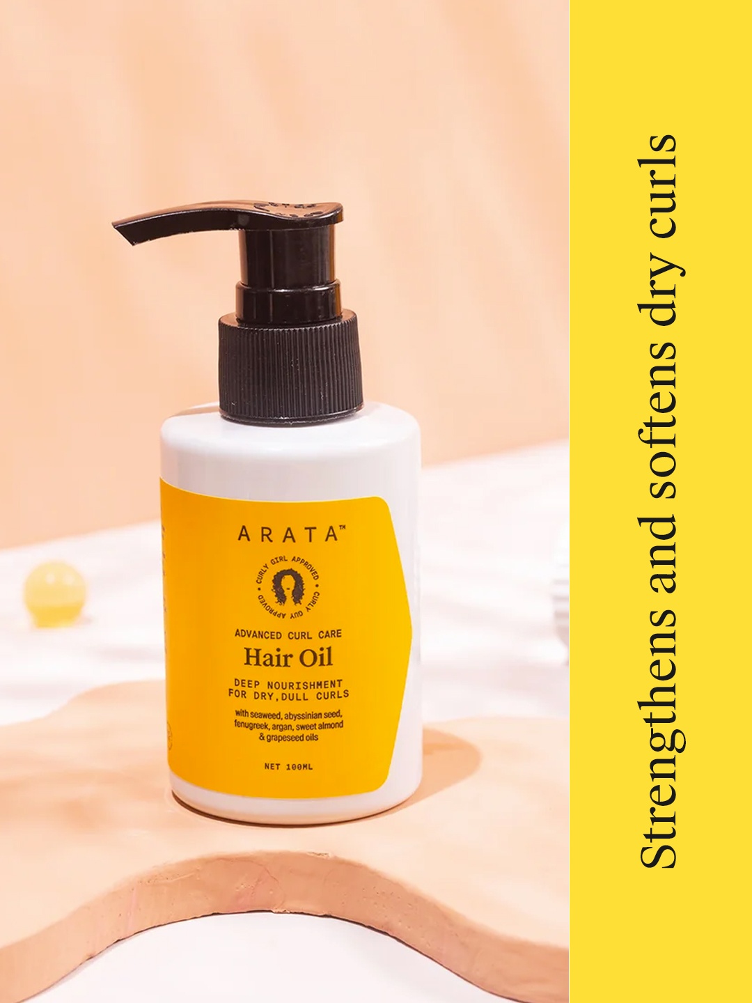 

ARATA Advanced Curl Care Hair Oil - Deep Nourishment for Dry Dull Curls - 100 ml, Yellow