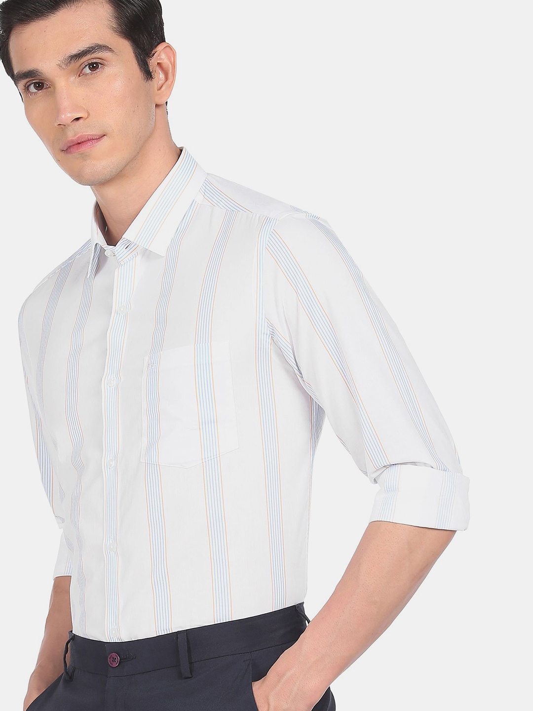 

Arrow Sport Men Blue Slim Fit Striped Formal Shirt