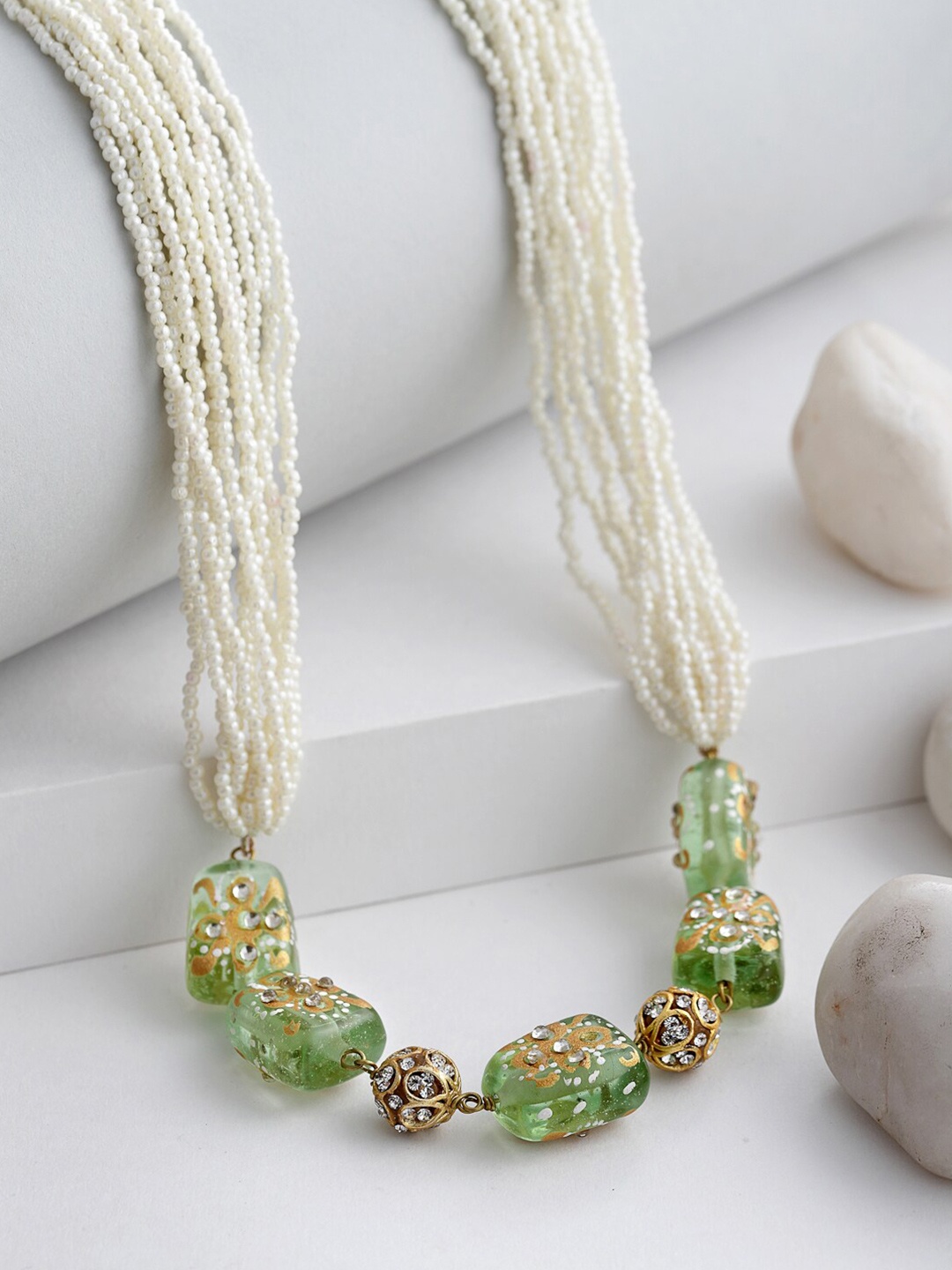 

DUGRISTYLE Gold-Toned & White Copper Gold-Plated Handcrafted Necklace