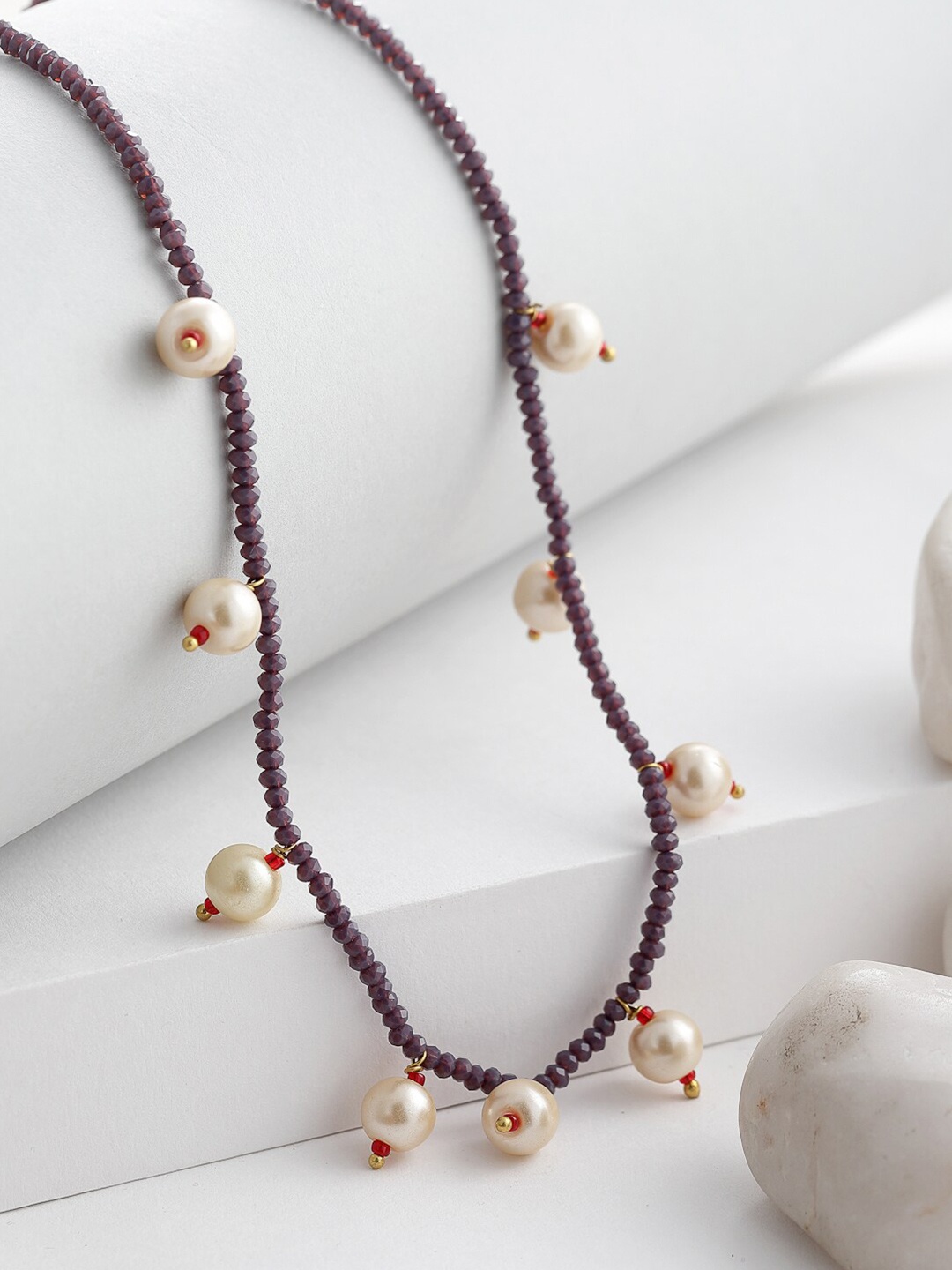 

DUGRISTYLE Gold-Toned & White Copper Gold-Plated Handcrafted Necklace