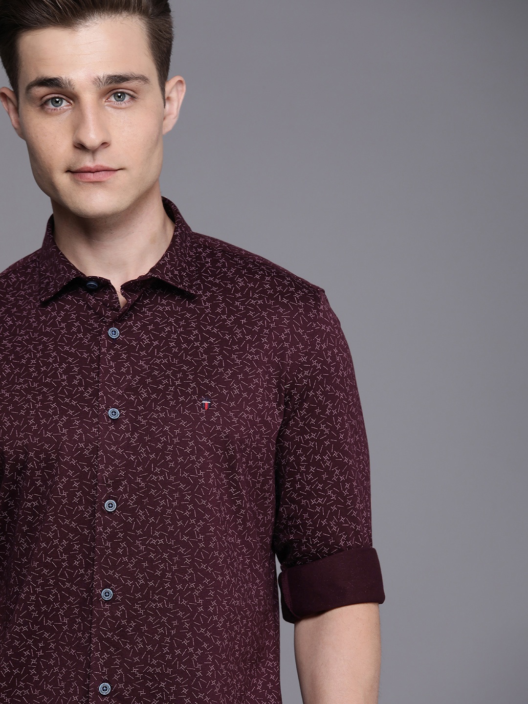 

Louis Philippe Sport Men Maroon Super Slim Fit Printed Casual Shirt
