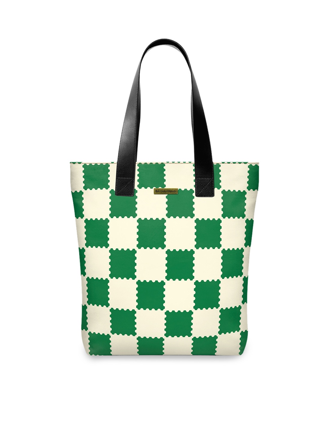 

DailyObjects Off White Checked Shopper Tote Bag