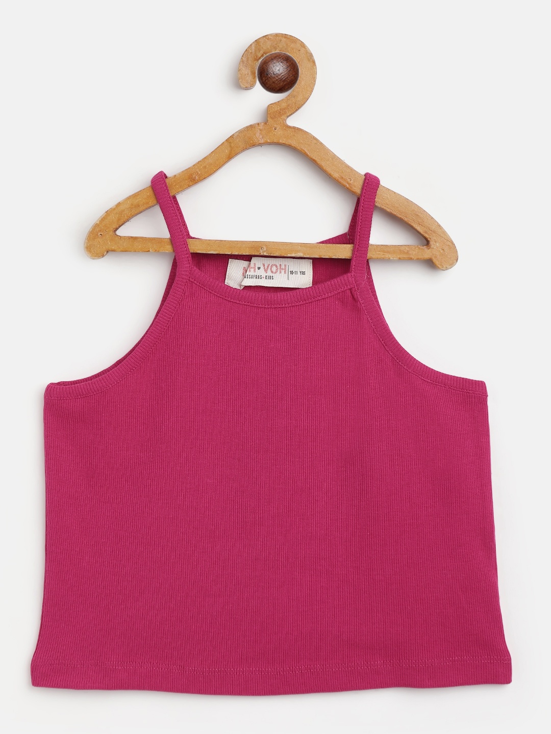 

Noh Voh - SASSAFRAS Kids Fuchsia Rib Strappy Crop Tube Top