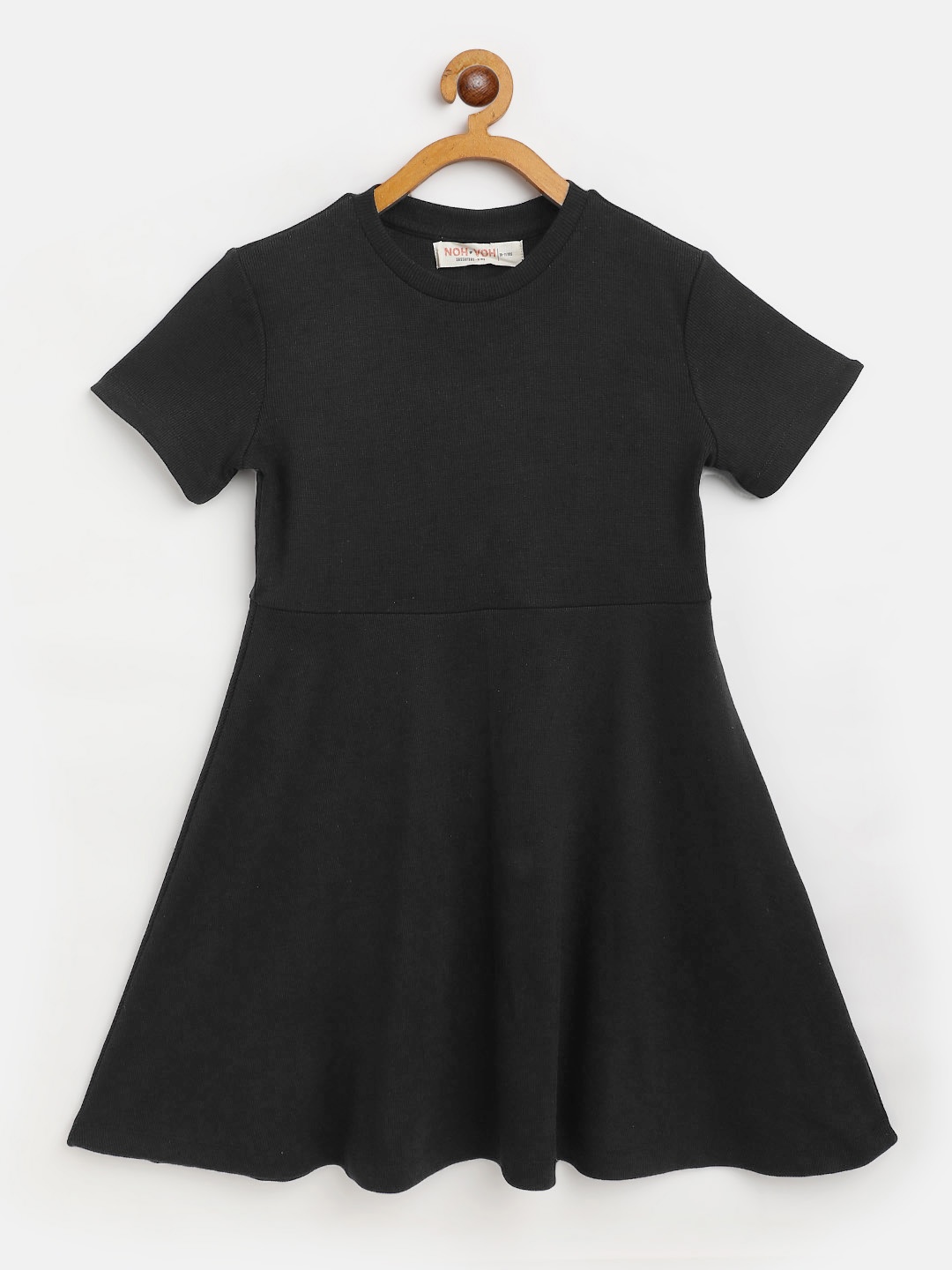 

Noh Voh - SASSAFRAS Kids Black Ribbed A-Line Dress