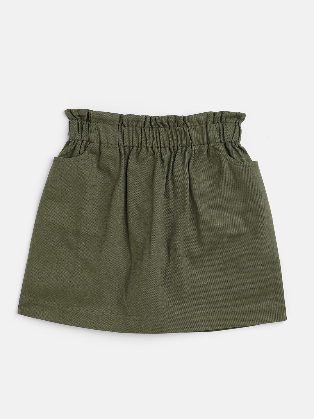 

Noh.Voh - SASSAFRAS Kids Olive Green Solid Mini Skirt