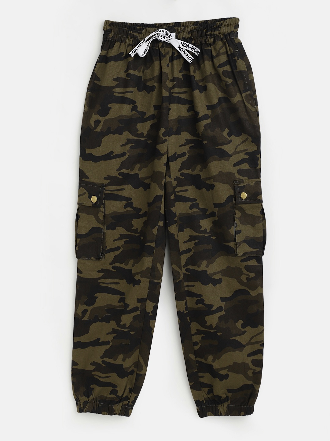 

Noh Voh - SASSAFRAS Kids Girls Green Camouflage Printed Easy Wash Joggers Trousers
