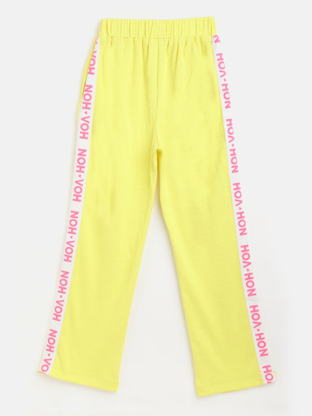 

Noh.Voh - SASSAFRAS Kids Yellow Typography Printed Track Pants