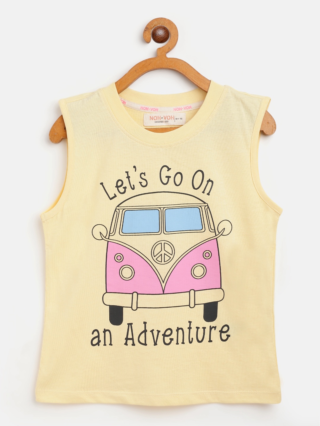 

Noh Voh - SASSAFRAS Kids Girls Yellow Typography Printed T-shirt
