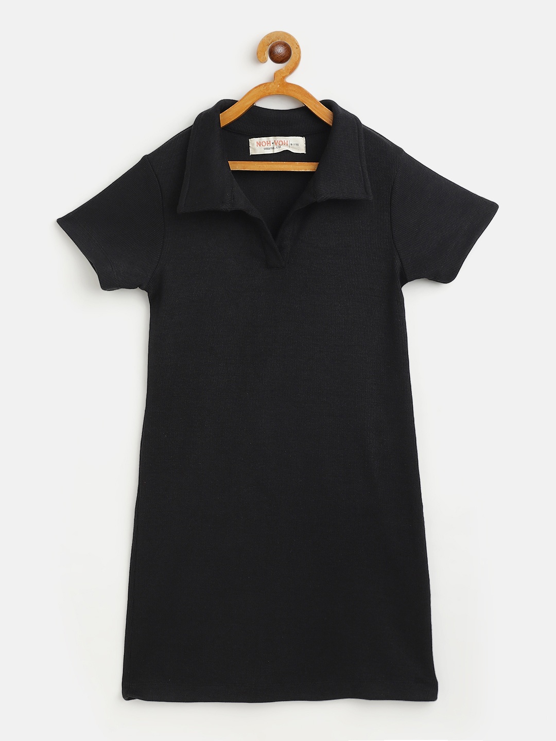 

Noh Voh - SASSAFRAS Kids Black Ribbed T-shirt Dress