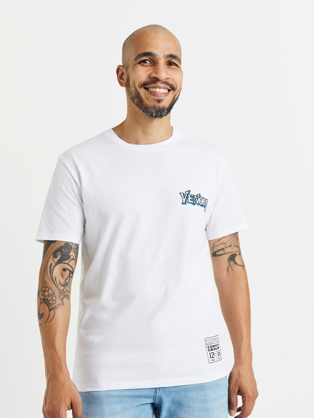 

Celio Men White Venom Printed Cotton T-shirt