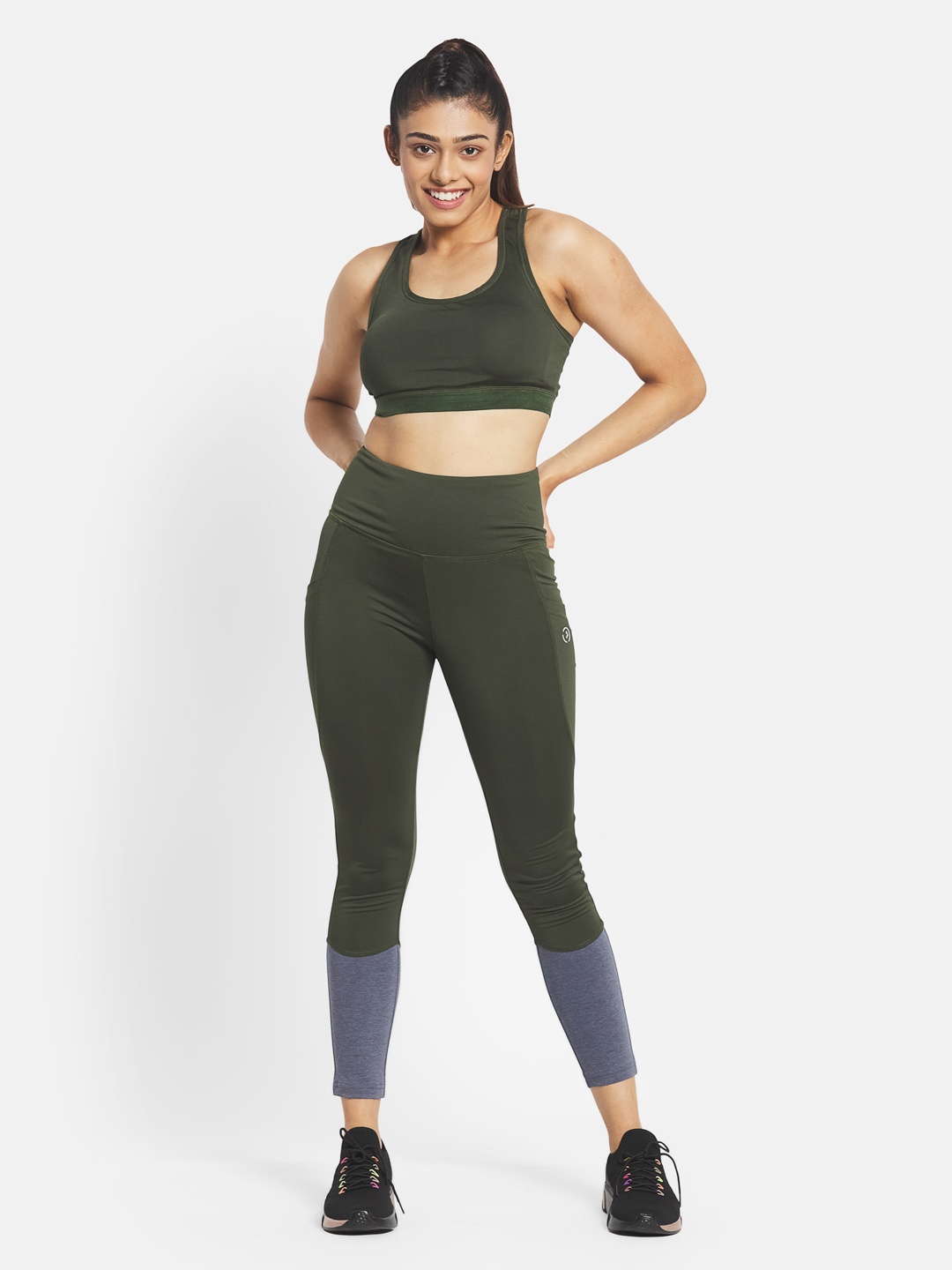 

KICA Women Green Solid High Support Bra & High Waisted Leggings